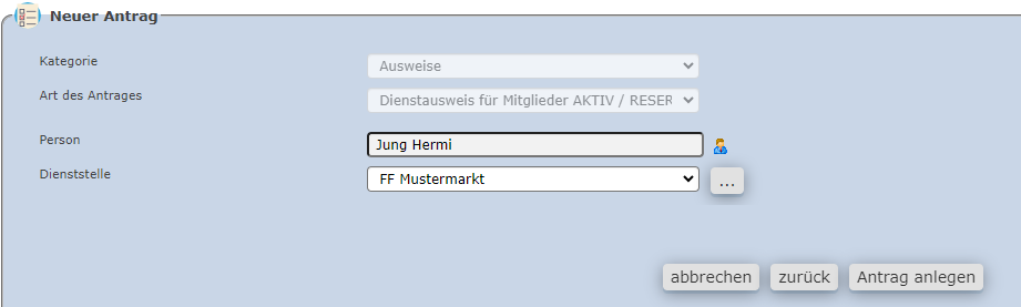 Antrag anlegen